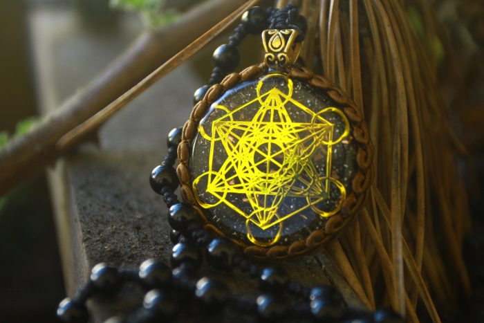 Orgonite – Metatron cube pendant (with tensor ring)