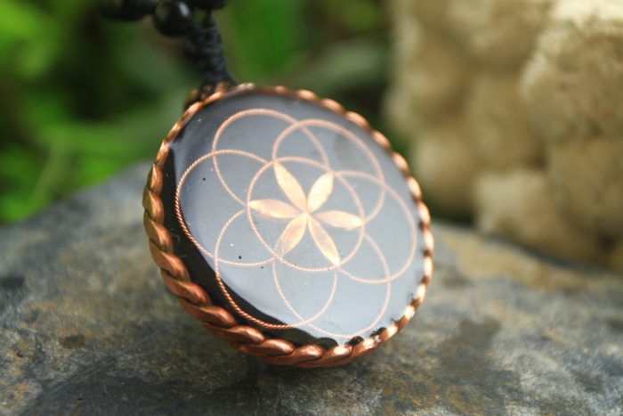 Orgonite - Black Seed of Life pendant (with shungite and tensor ring) - Image 15