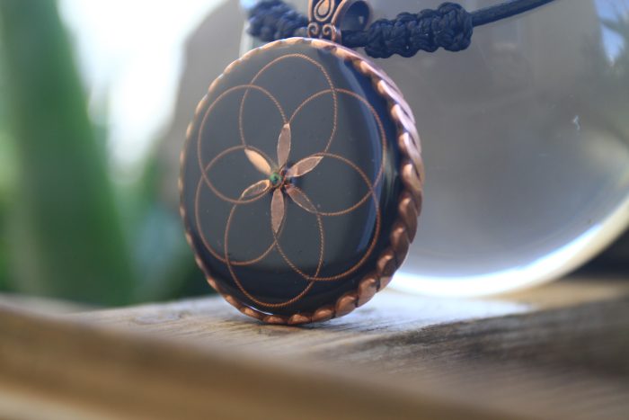 Orgonite - Black Seed of Life pendant (with shungite and tensor ring) - Image 13