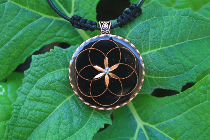Orgonite - Black Seed of Life pendant (with shungite and tensor ring) - Image 19